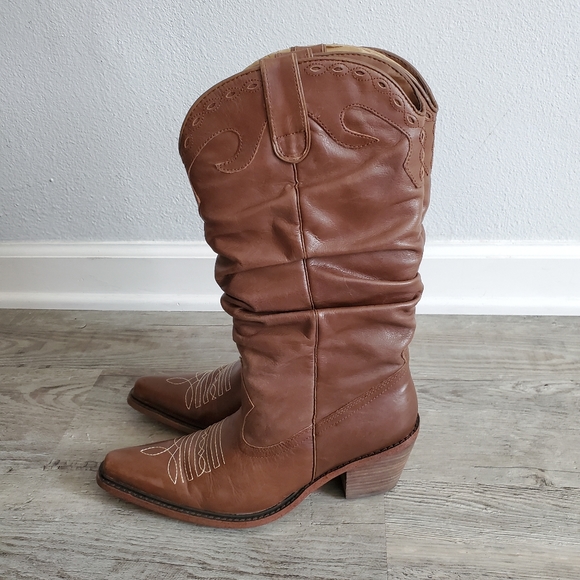 Steve Madden Sadddle Brown Leather Boots - US 7.5M - Picture 1 of 9
